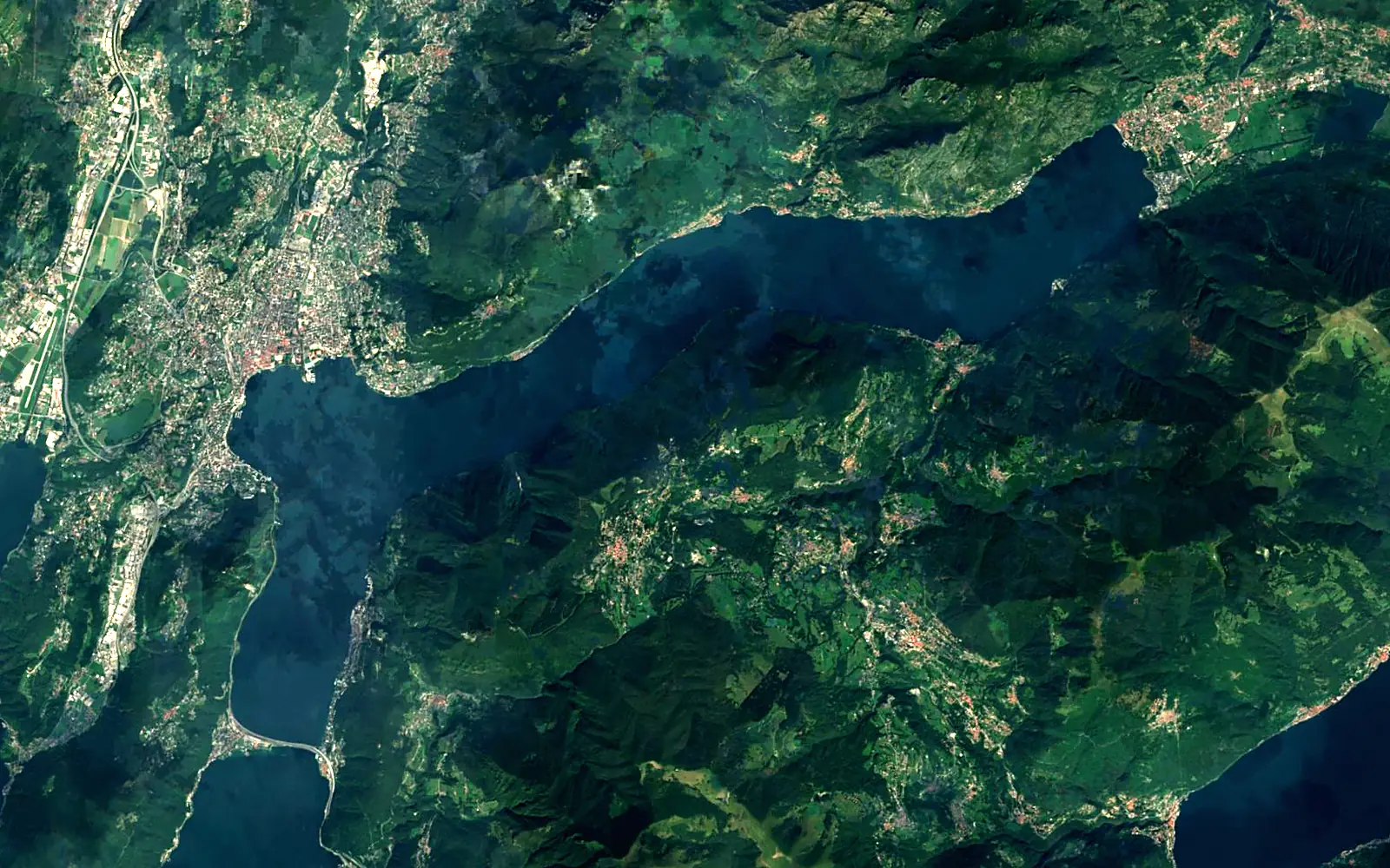 Lake Lugano seen from space (Sentinel-2)