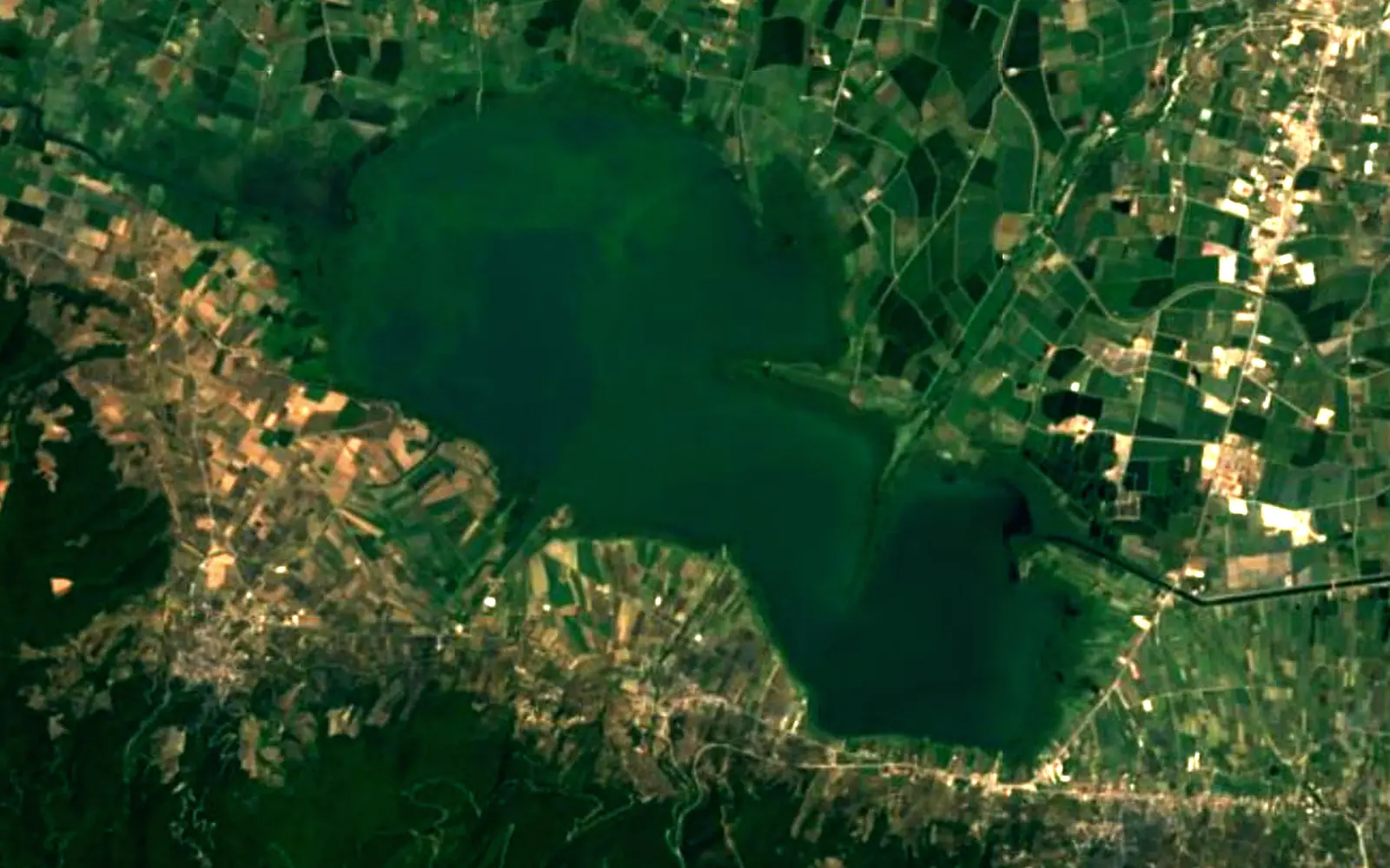 Lake Lysimachia seen from space (Sentinel-2)