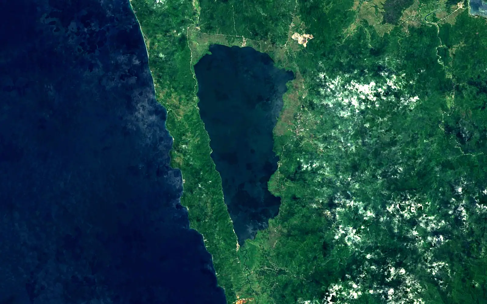 Lake Mainit seen from space (Sentinel-2)