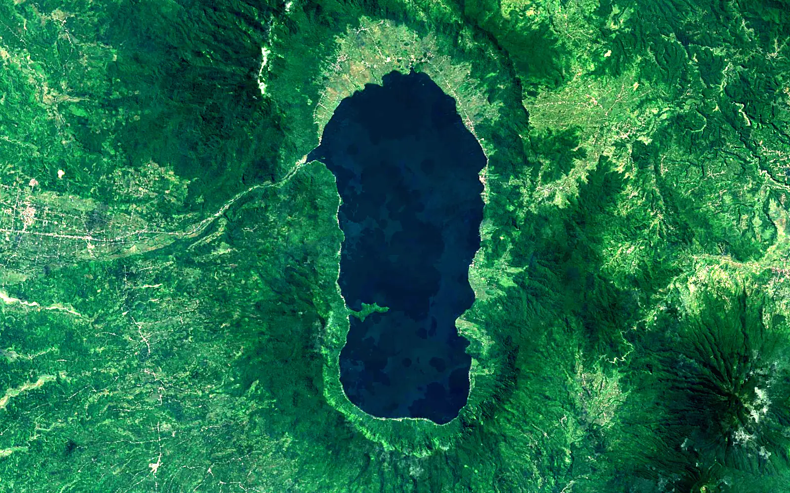 Lake Maninjau seen from space (Sentinel-2)