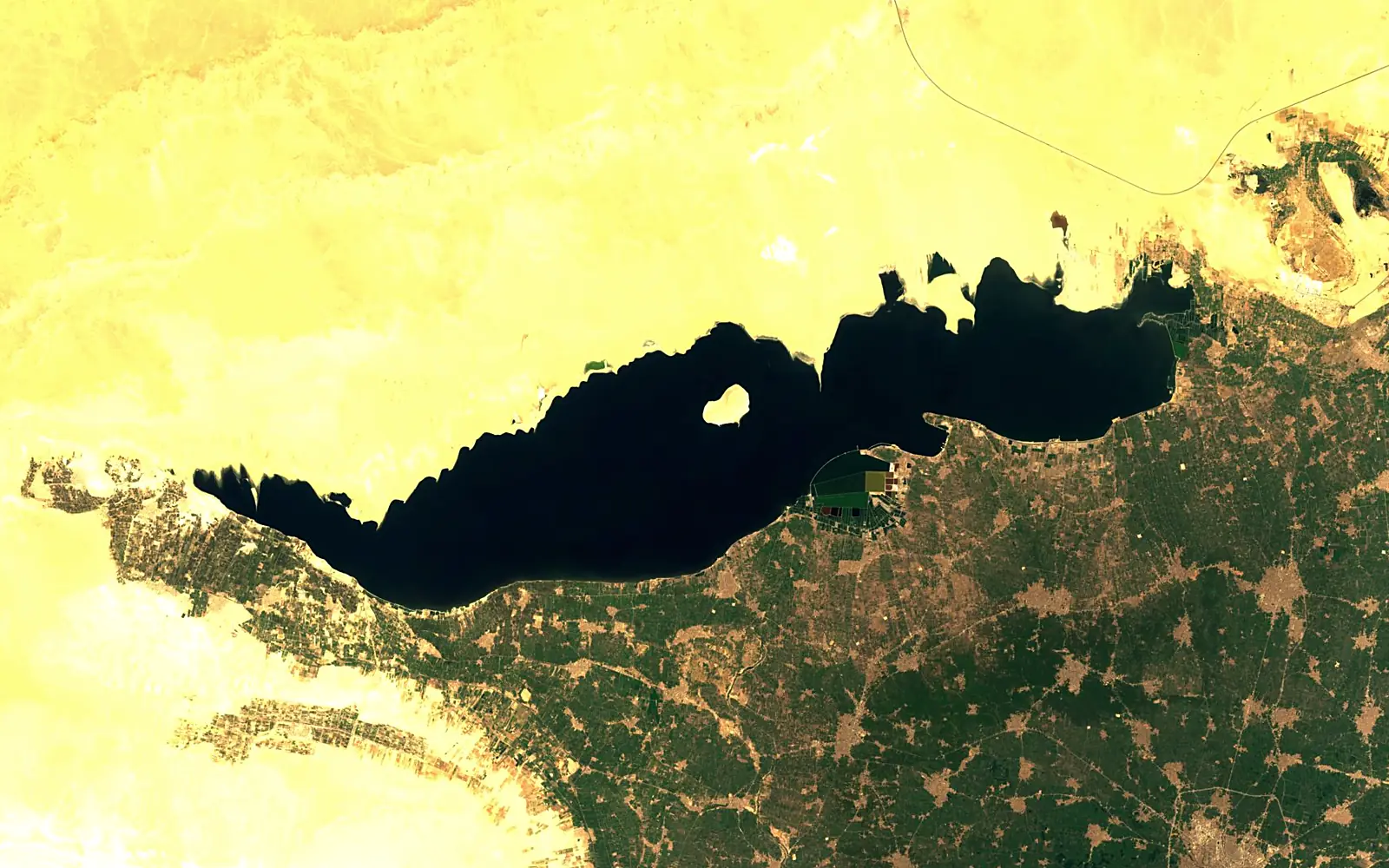 Lake Moeris seen from space (Sentinel-2)