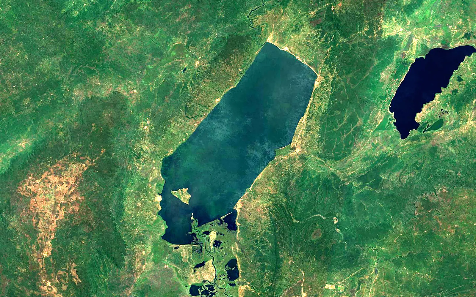 Lake Mweru seen from space (Sentinel-2)