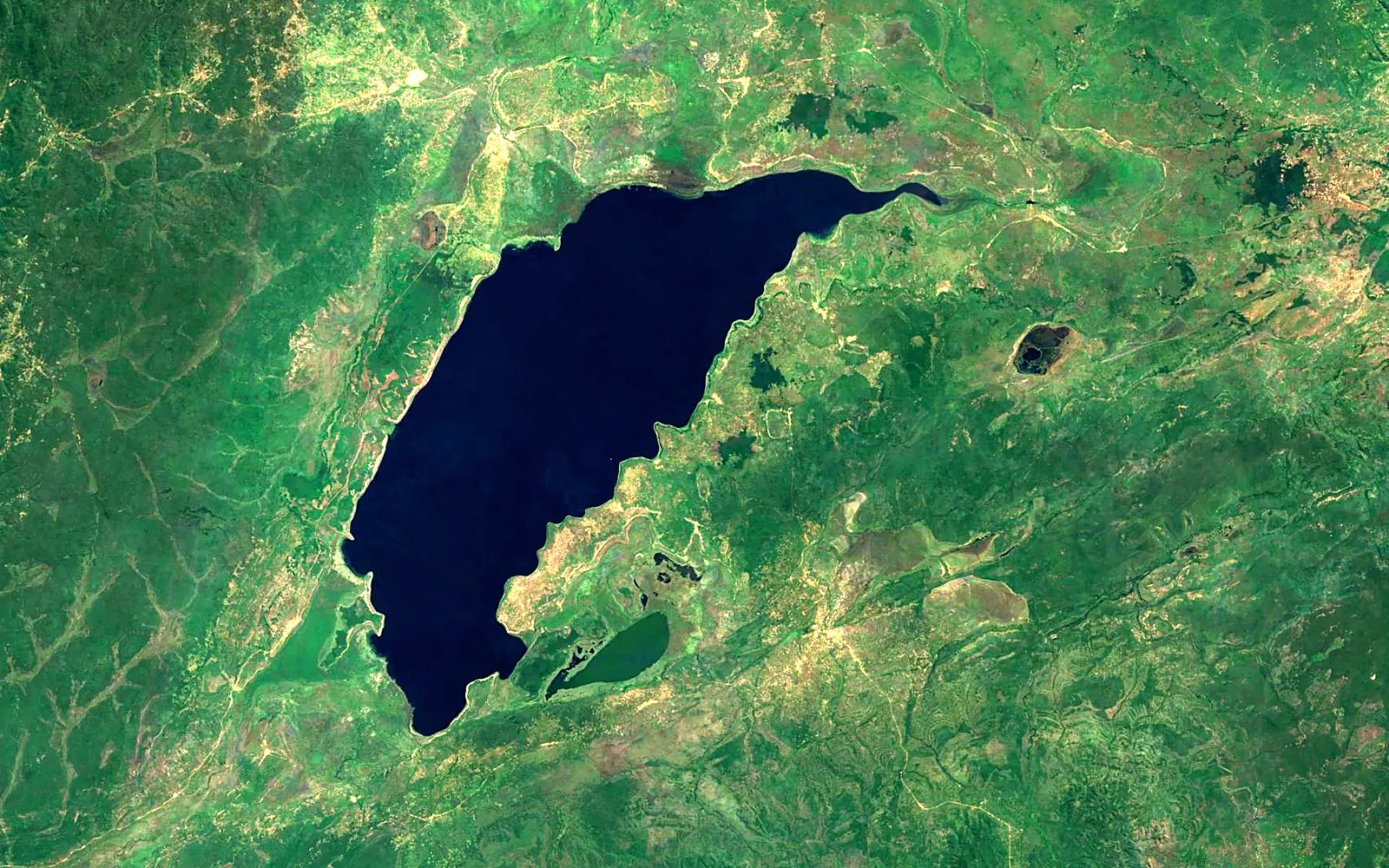 Lake Mweru Wantipa seen from space (Sentinel-2)