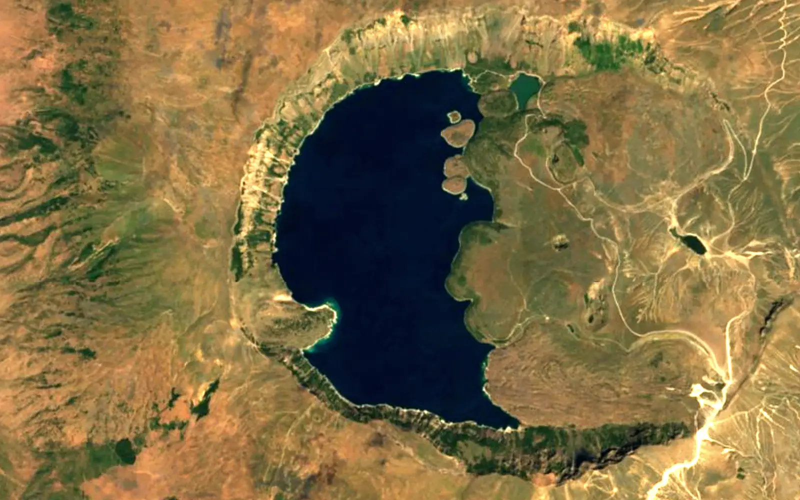 Lake Nemrut seen from space (Sentinel-2)