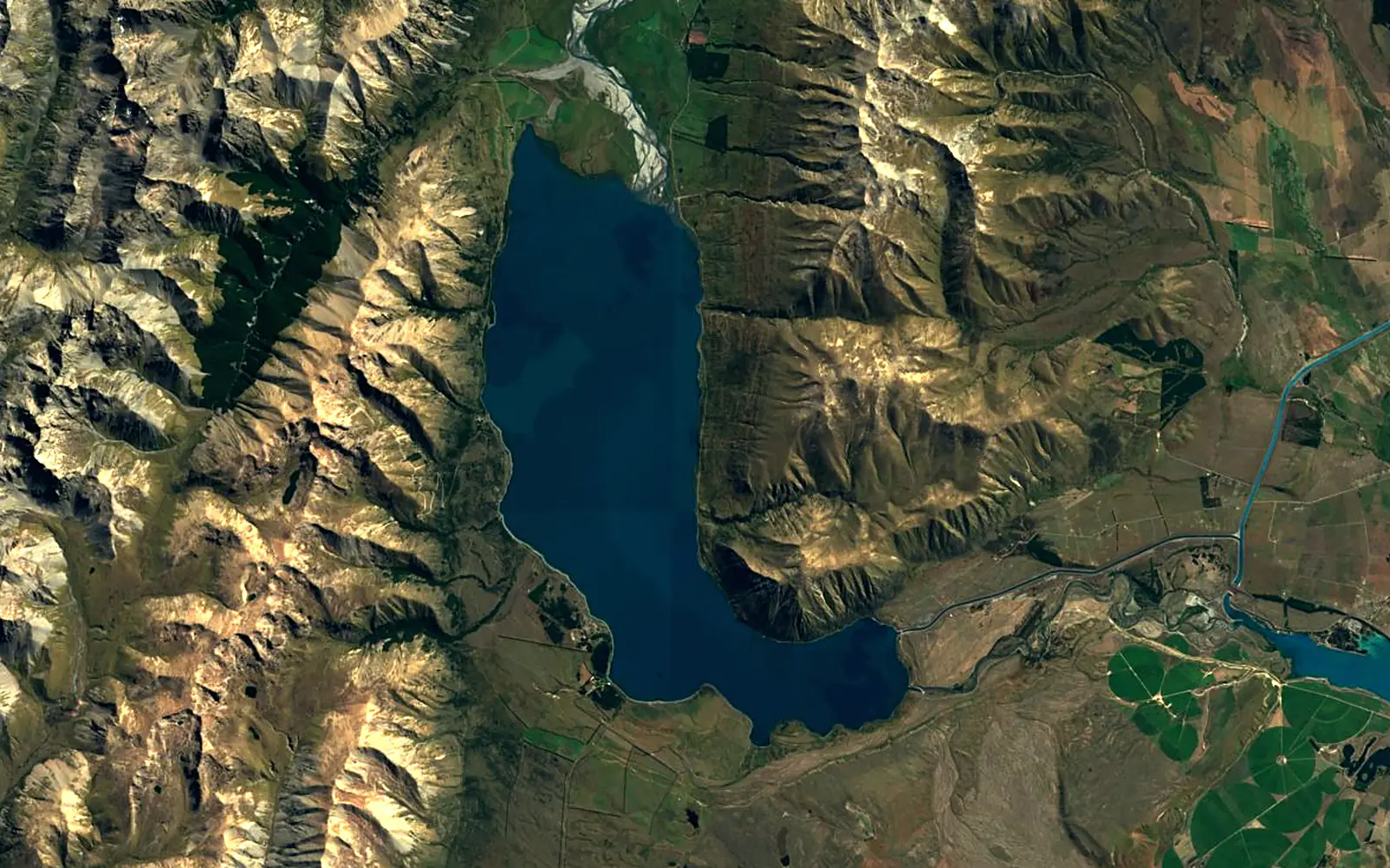 Lake Ōhau seen from space (Sentinel-2)