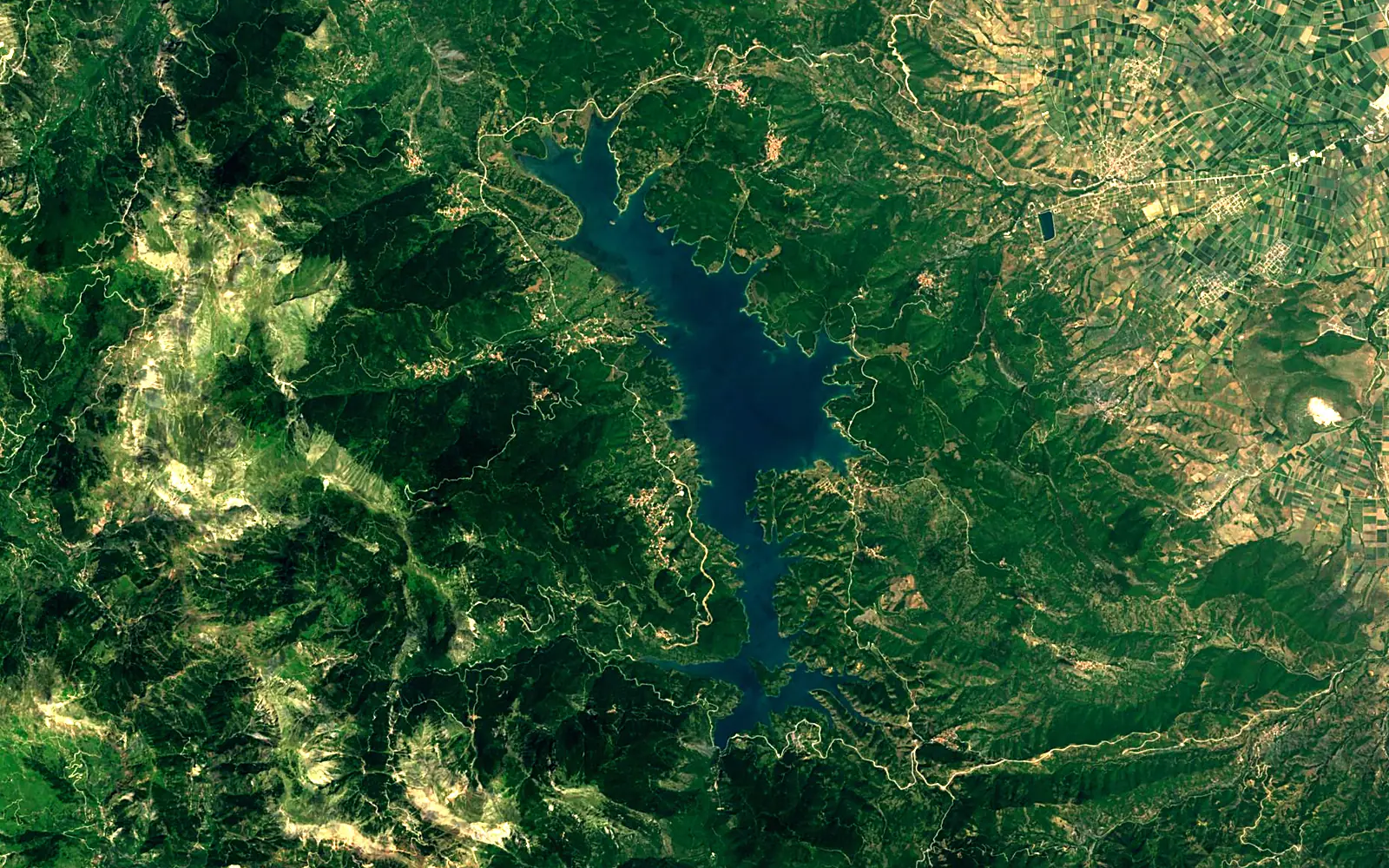Lake Plastiras seen from space (Sentinel-2)