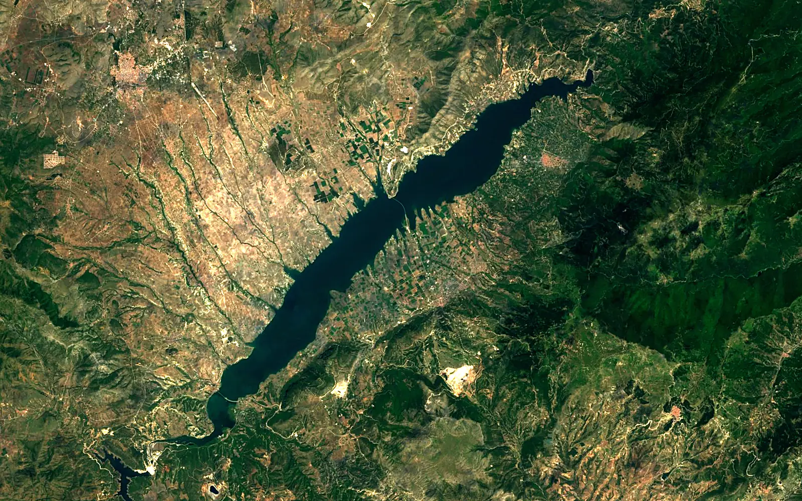 Lake Polyfytos seen from space (Sentinel-2)