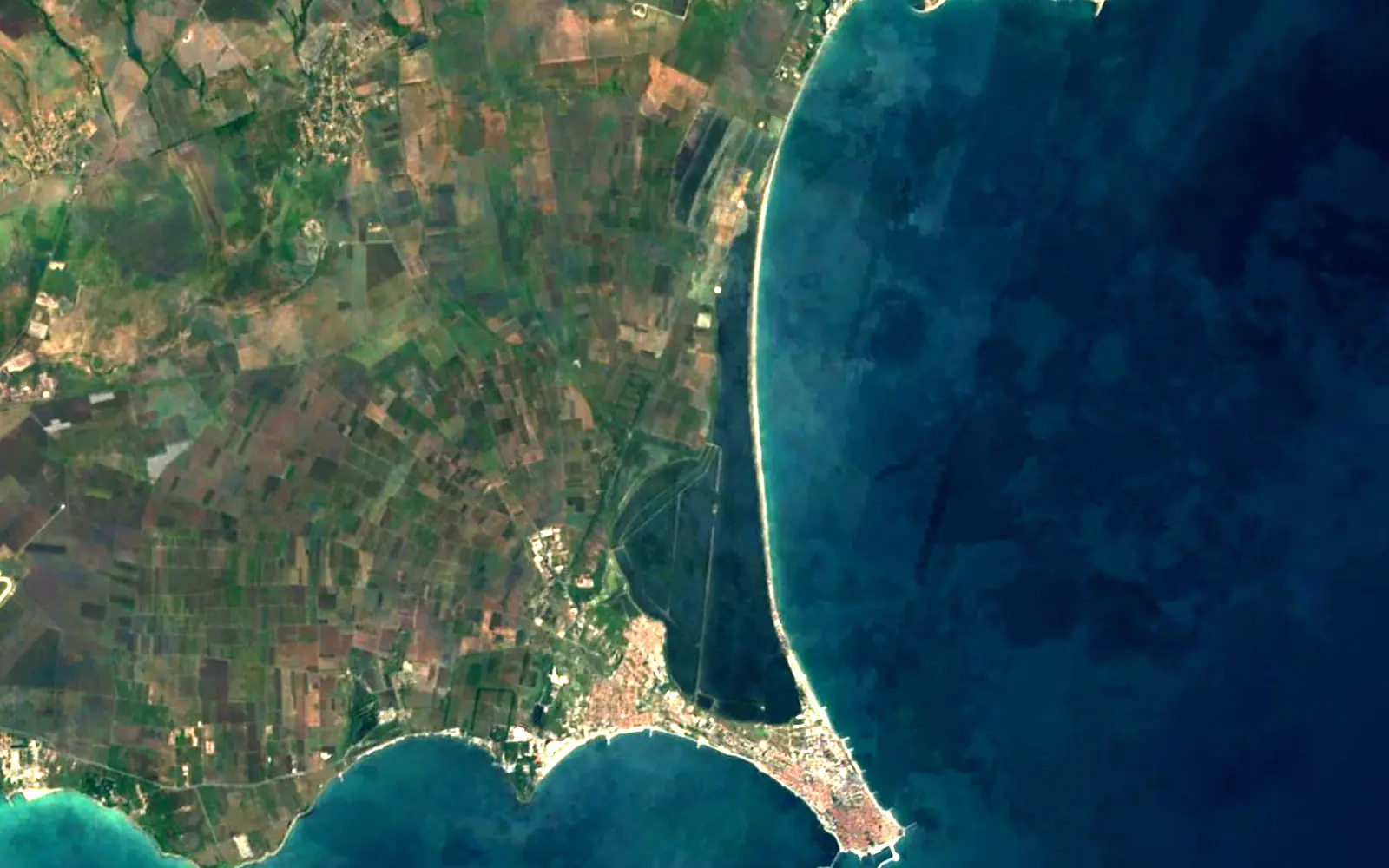 Lake Pomorie seen from space (Sentinel-2)