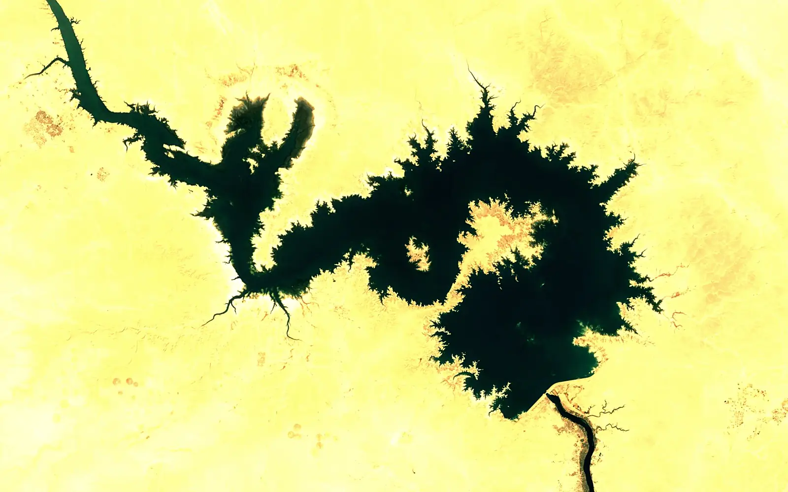 Lake Qadisiyah seen from space (Sentinel-2)