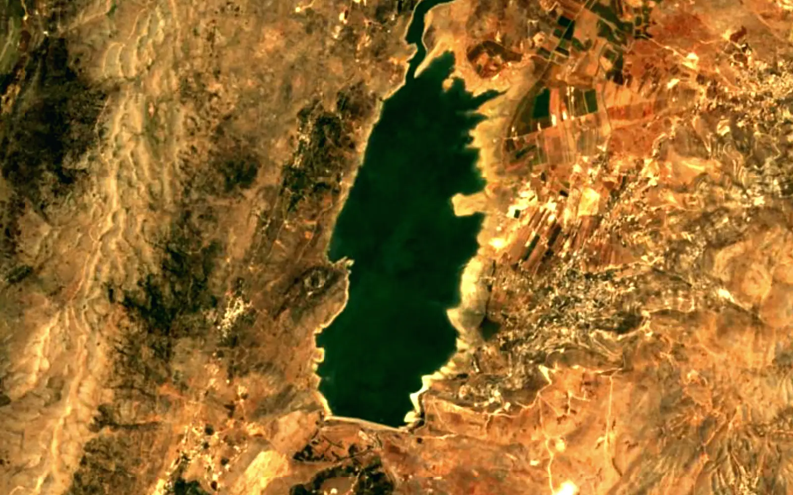 Lake Qaraoun seen from space (Sentinel-2)