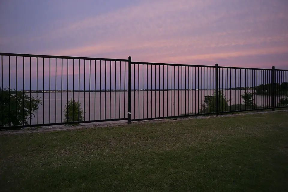 Lake Ray Hubbard fence at sunset