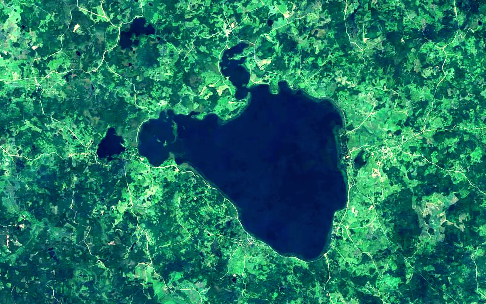 Lake Razna seen from space (Sentinel-2)