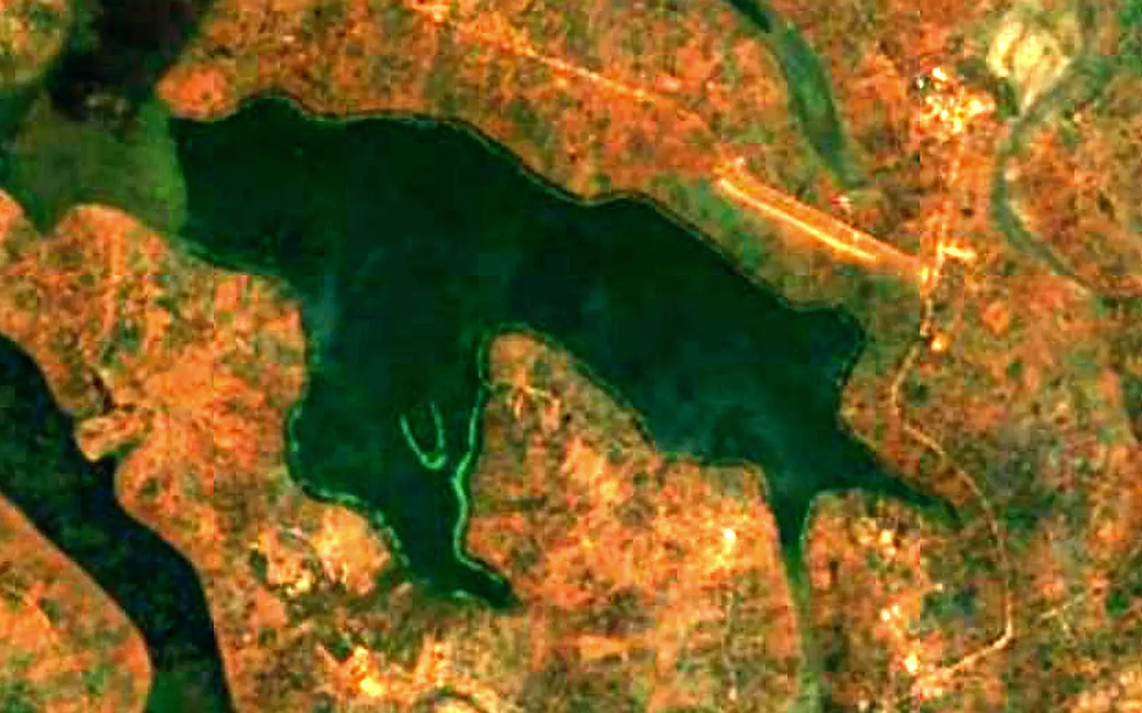 Lake Rwihinda seen from space (Sentinel-2)