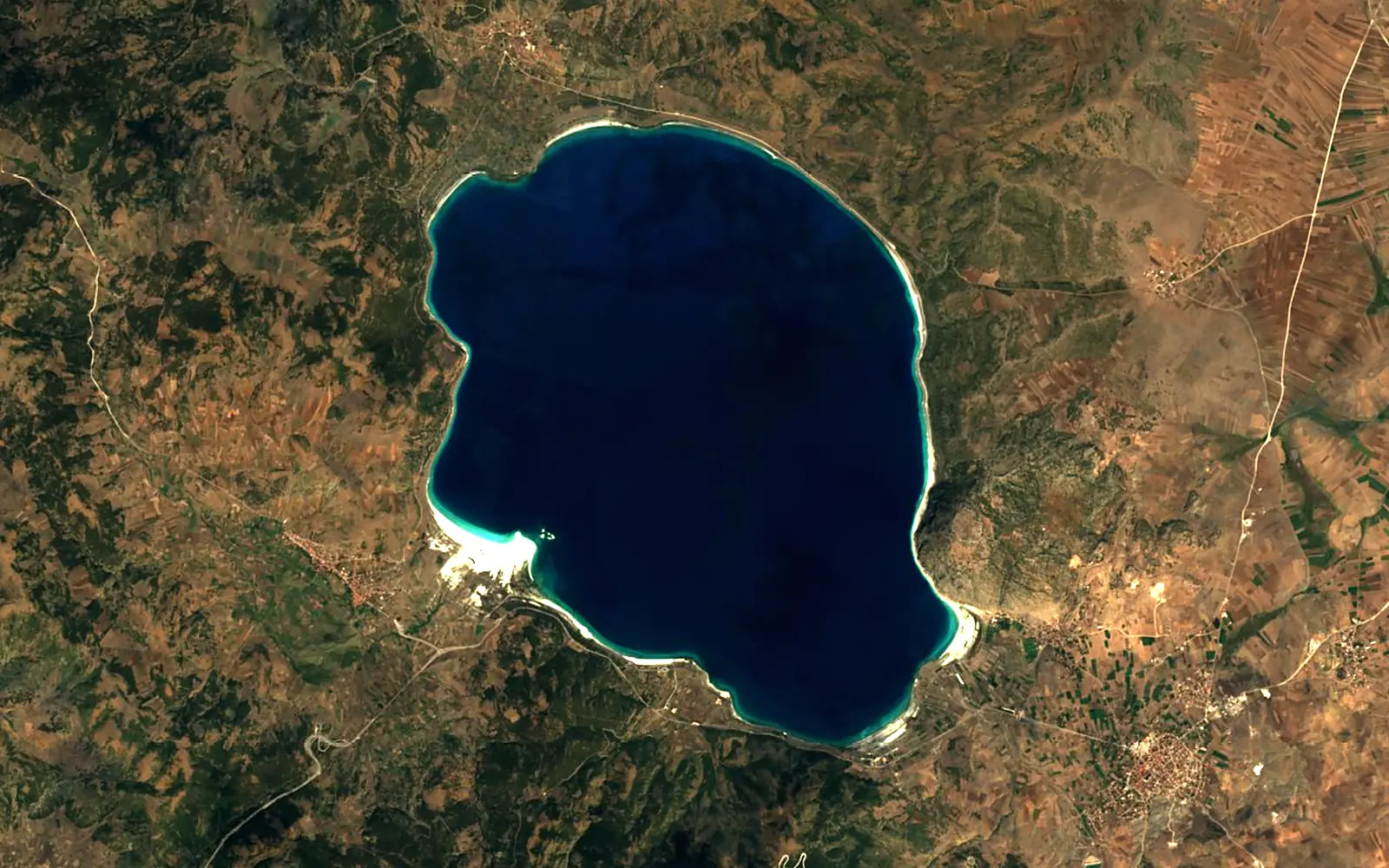 Lake Salda seen from space (Sentinel-2)