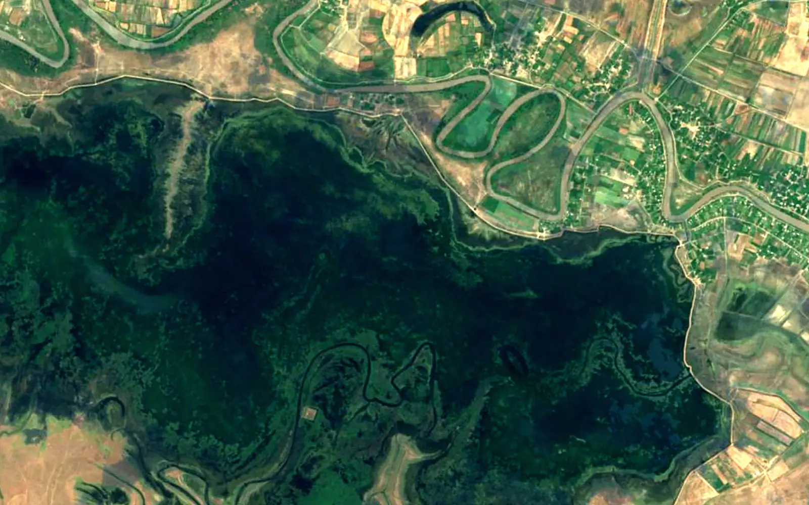 Lake Sarysu seen from space (Sentinel-2)