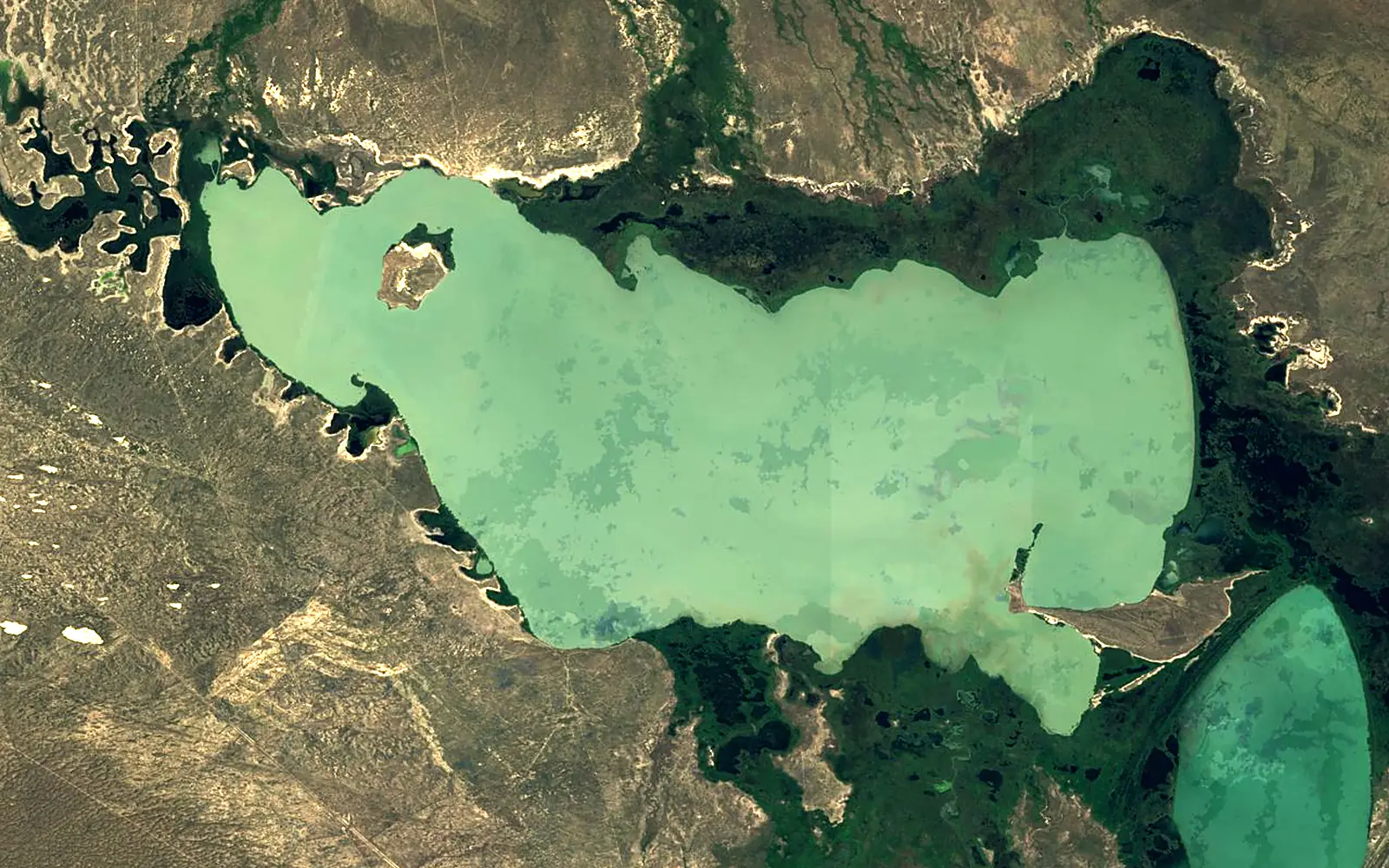 Lake Sasykkol seen from space (Sentinel-2)
