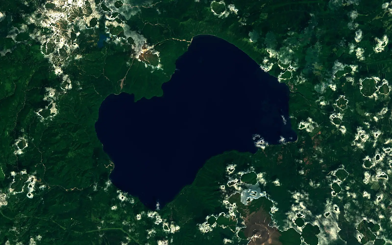 Lake Shikotsu seen from space (Sentinel-2)