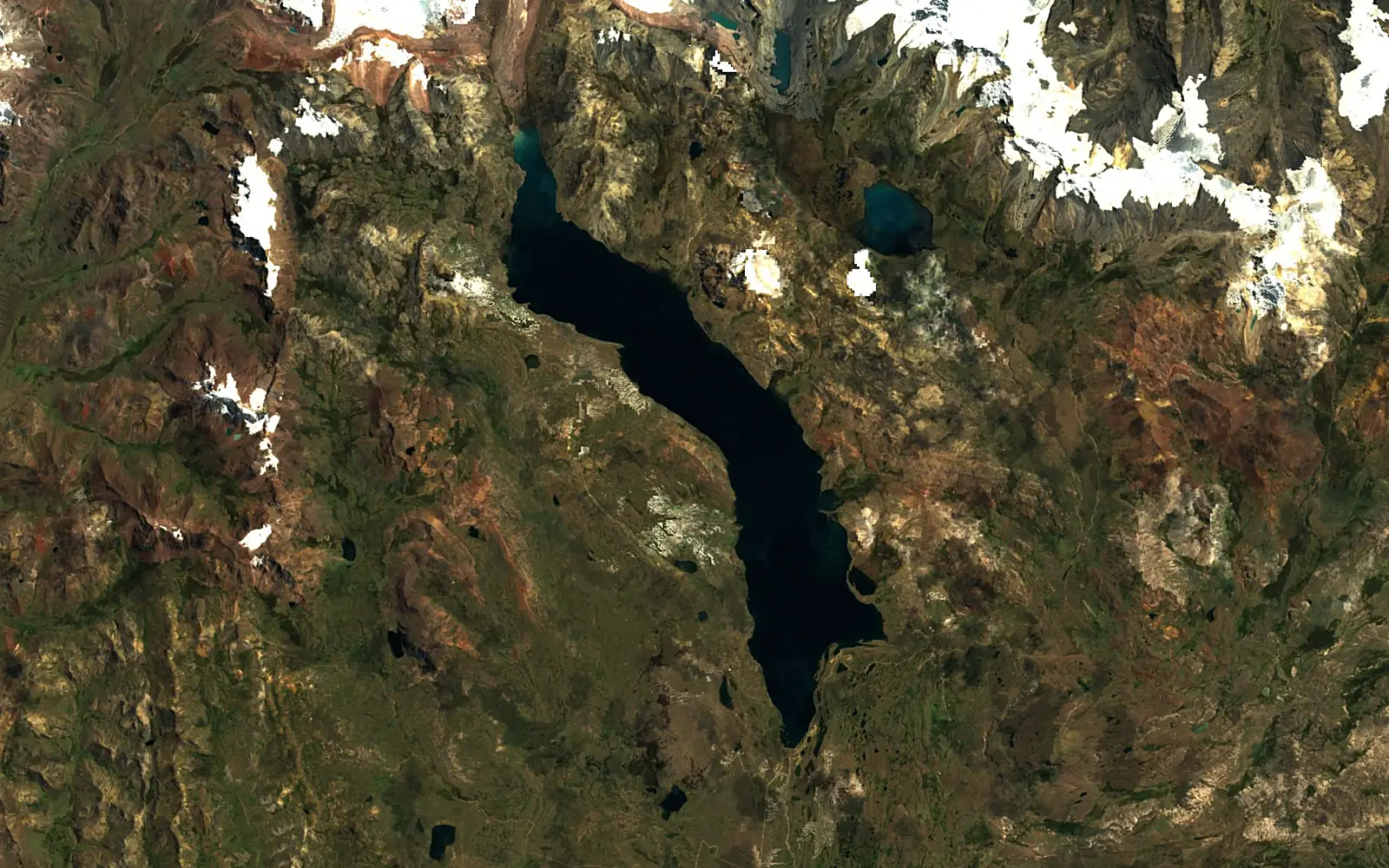 Lake Sibinacocha seen from space (Sentinel-2)