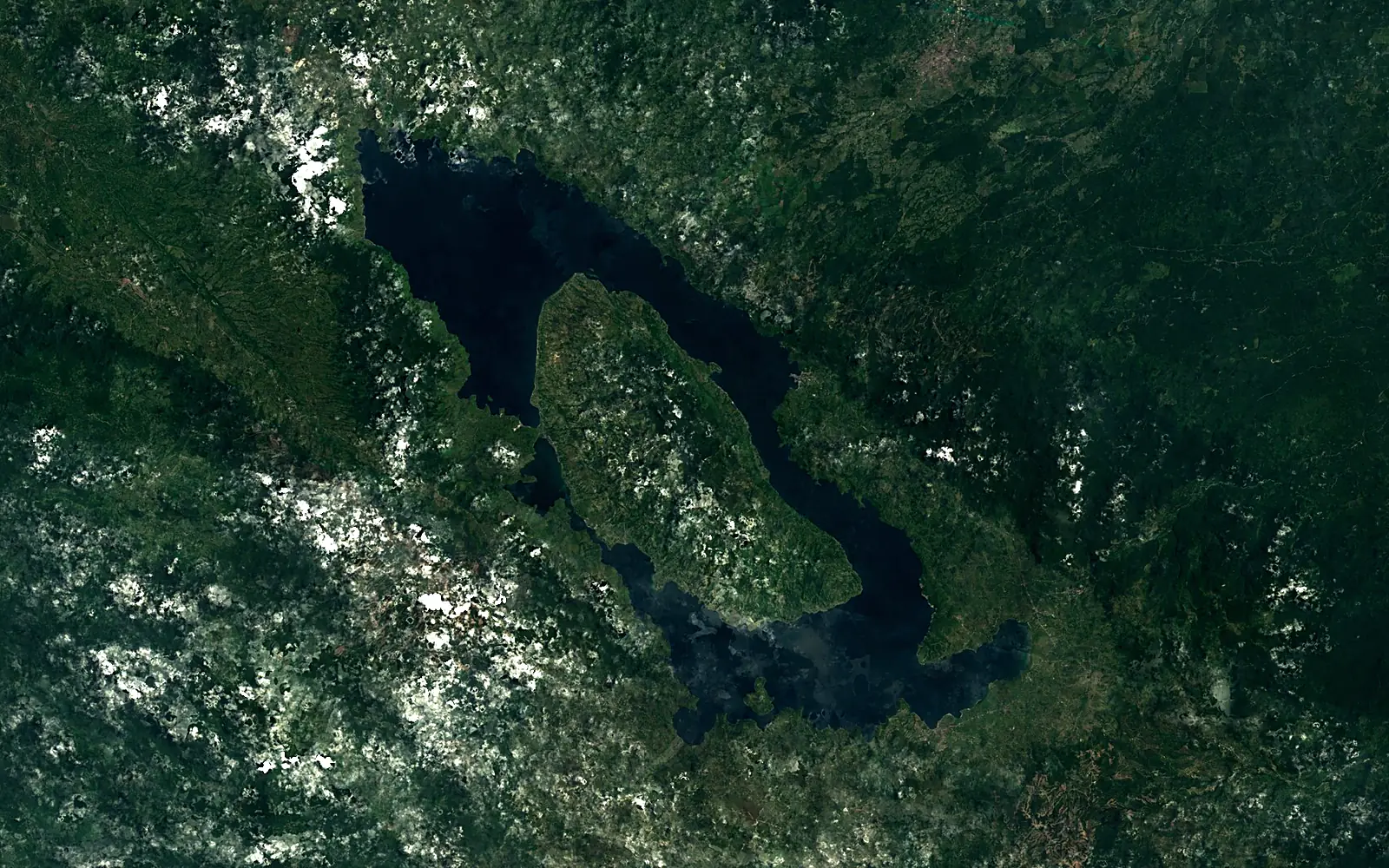 Lake Toba seen from space (Sentinel-2)