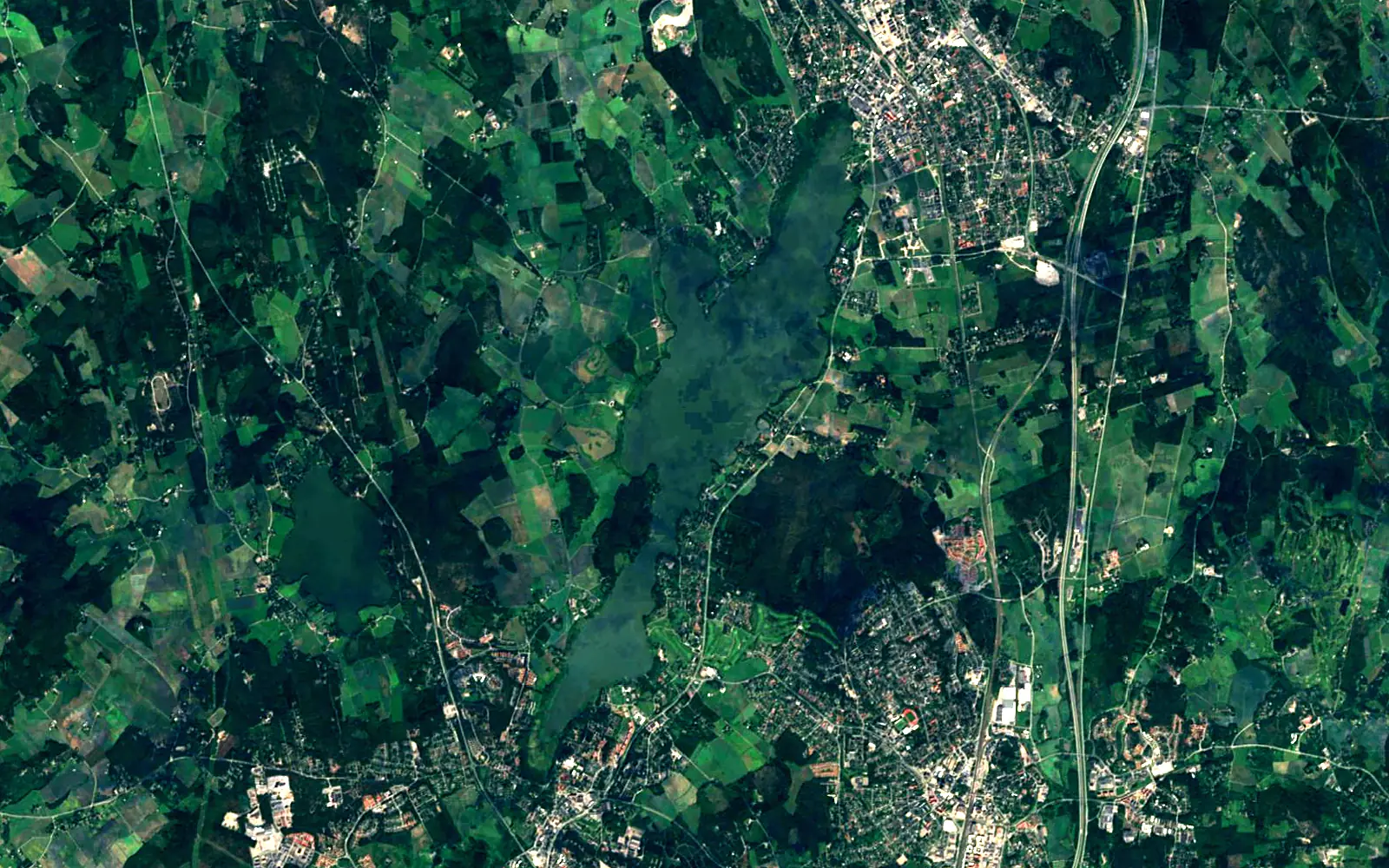Lake Tuusula seen from space (Sentinel-2)