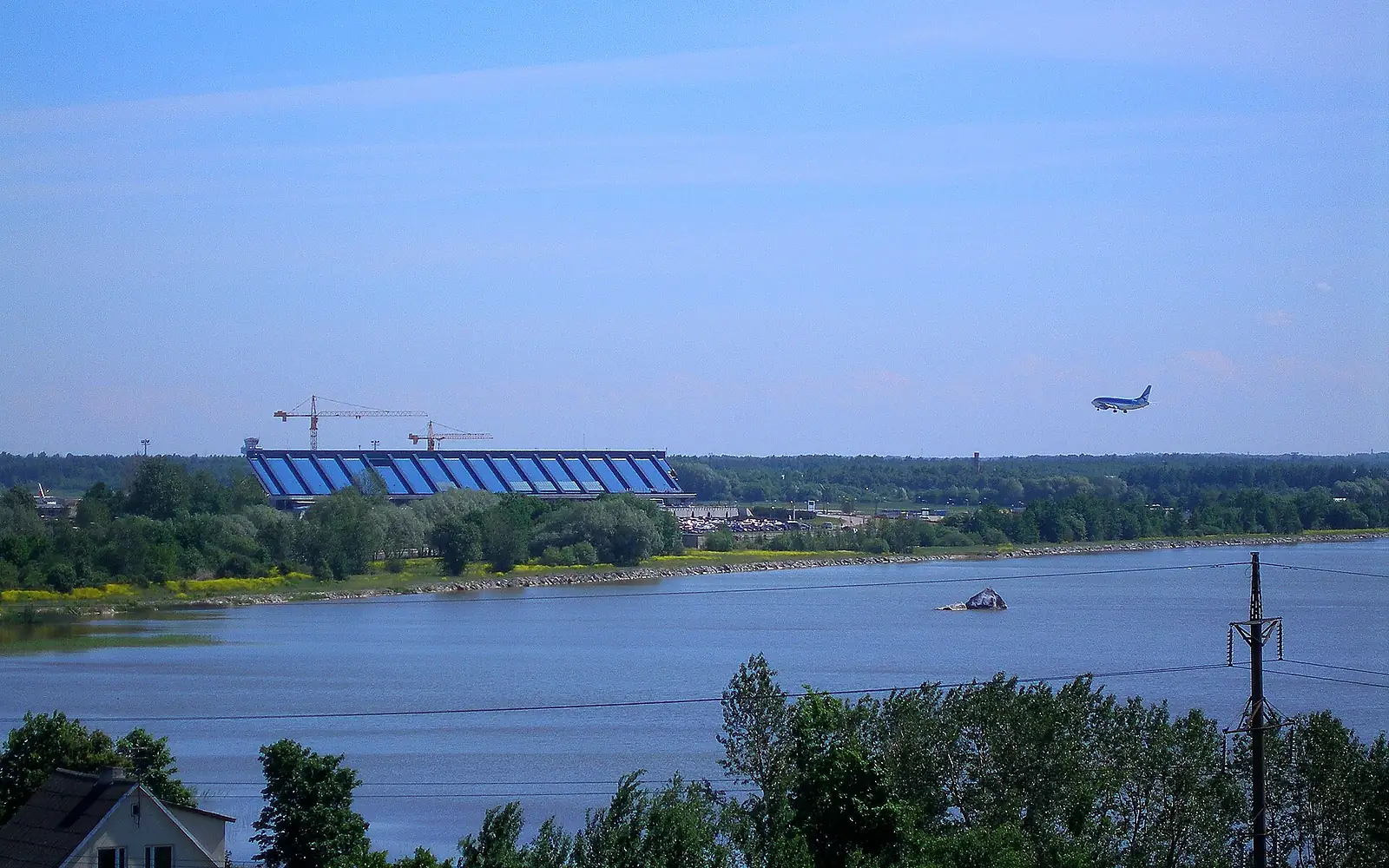Airplane landing at Tallinn Airport