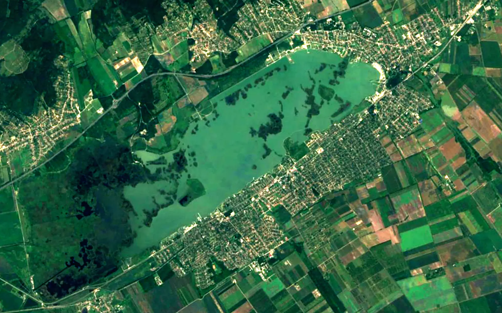 Lake Velence seen from space (Sentinel-2)