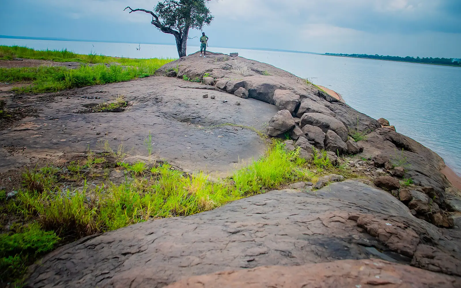 A big rock by lake volta