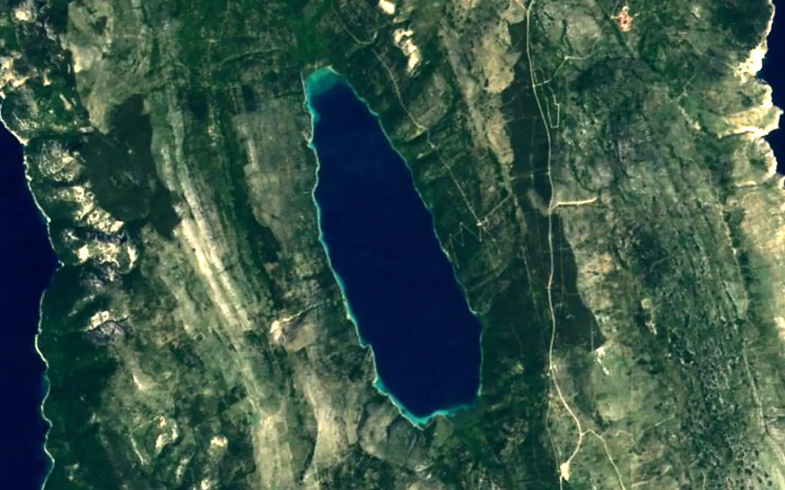 Lake Vrana seen from space (Sentinel-2)