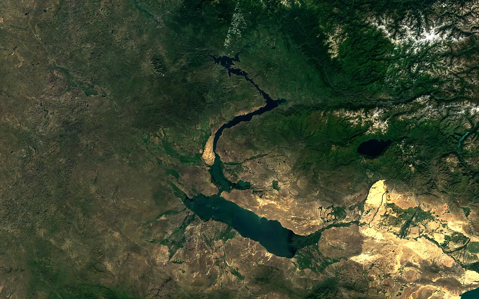Lake Zaysan seen from space (Sentinel-2)