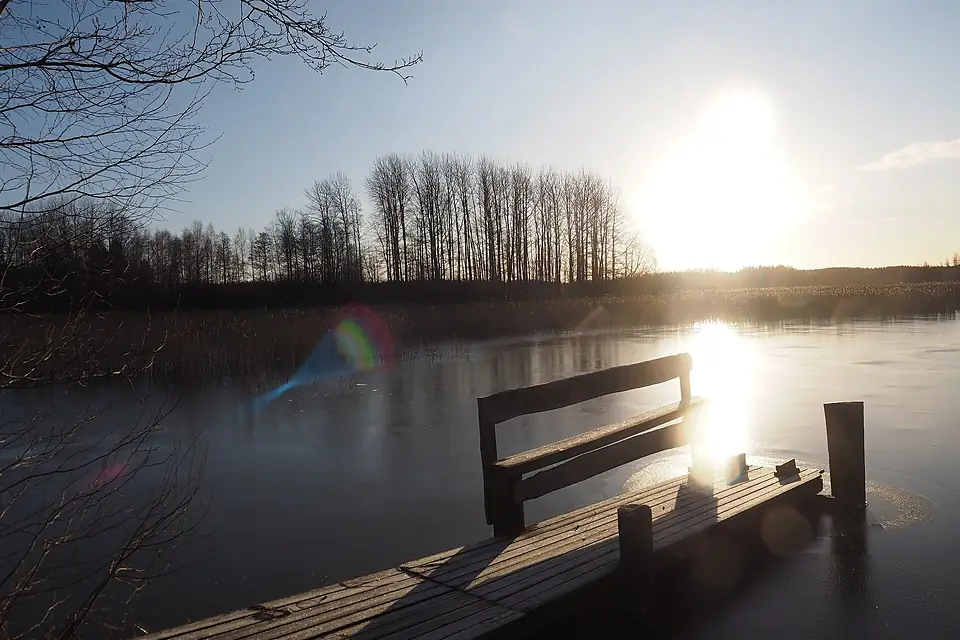 Pier at Lohjanjärvi with sundog