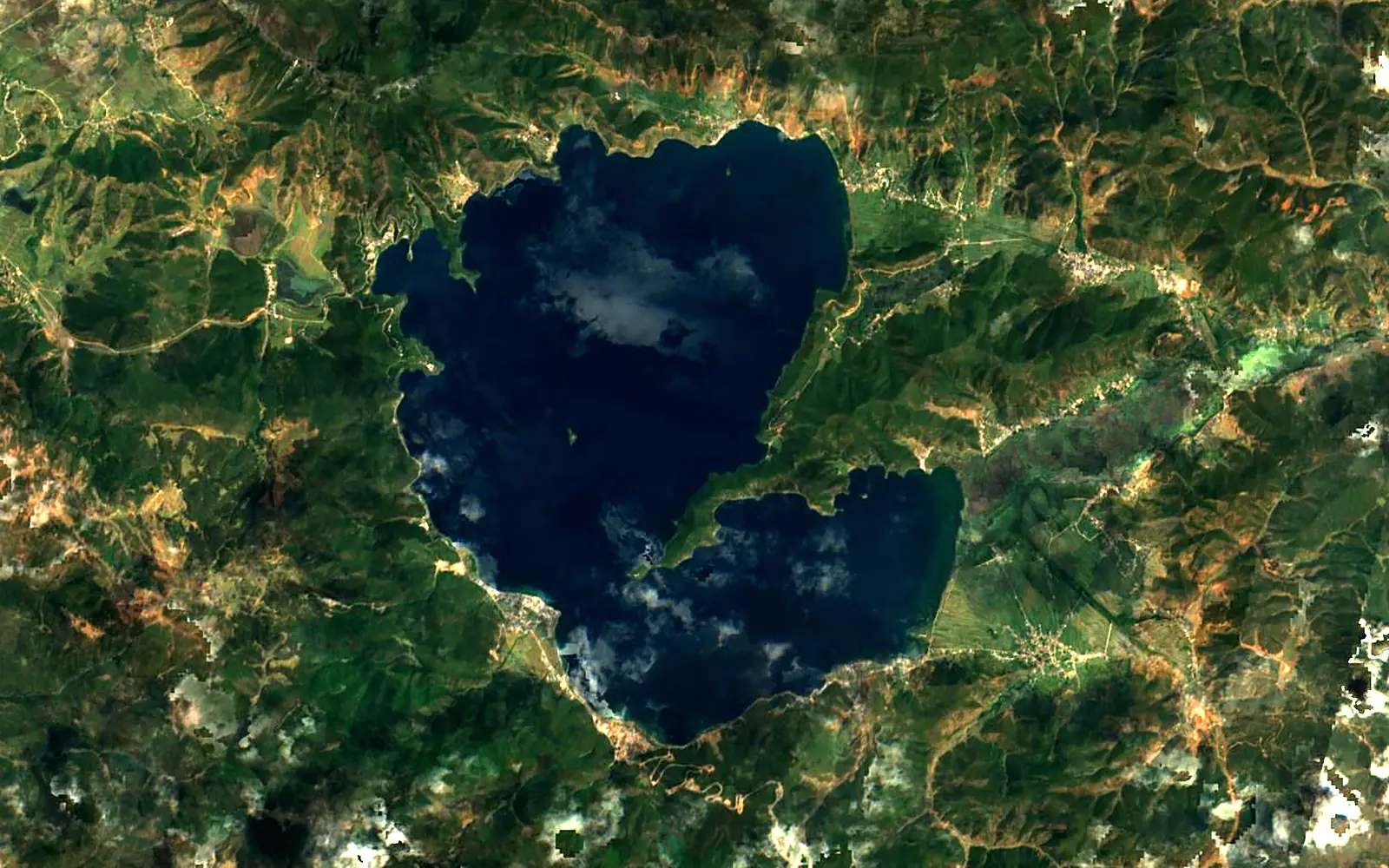 Lugu Lake seen from space (Sentinel-2)