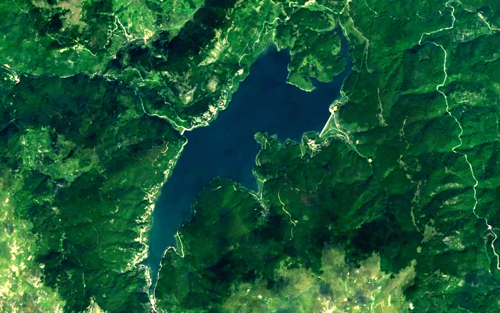 Mavrovo Lake seen from space (Sentinel-2)