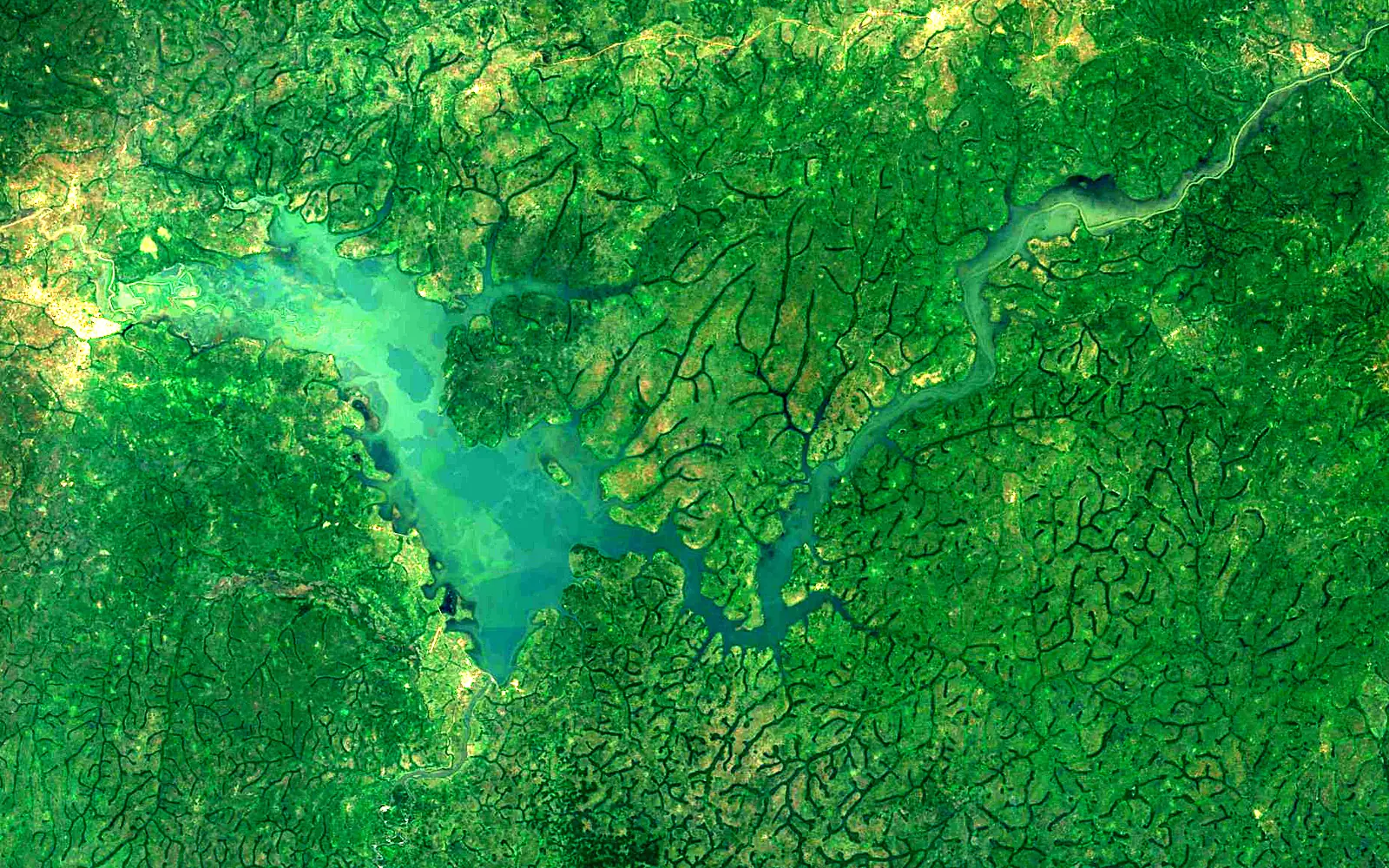 Mbakaou Reservoir seen from space (Sentinel-2)