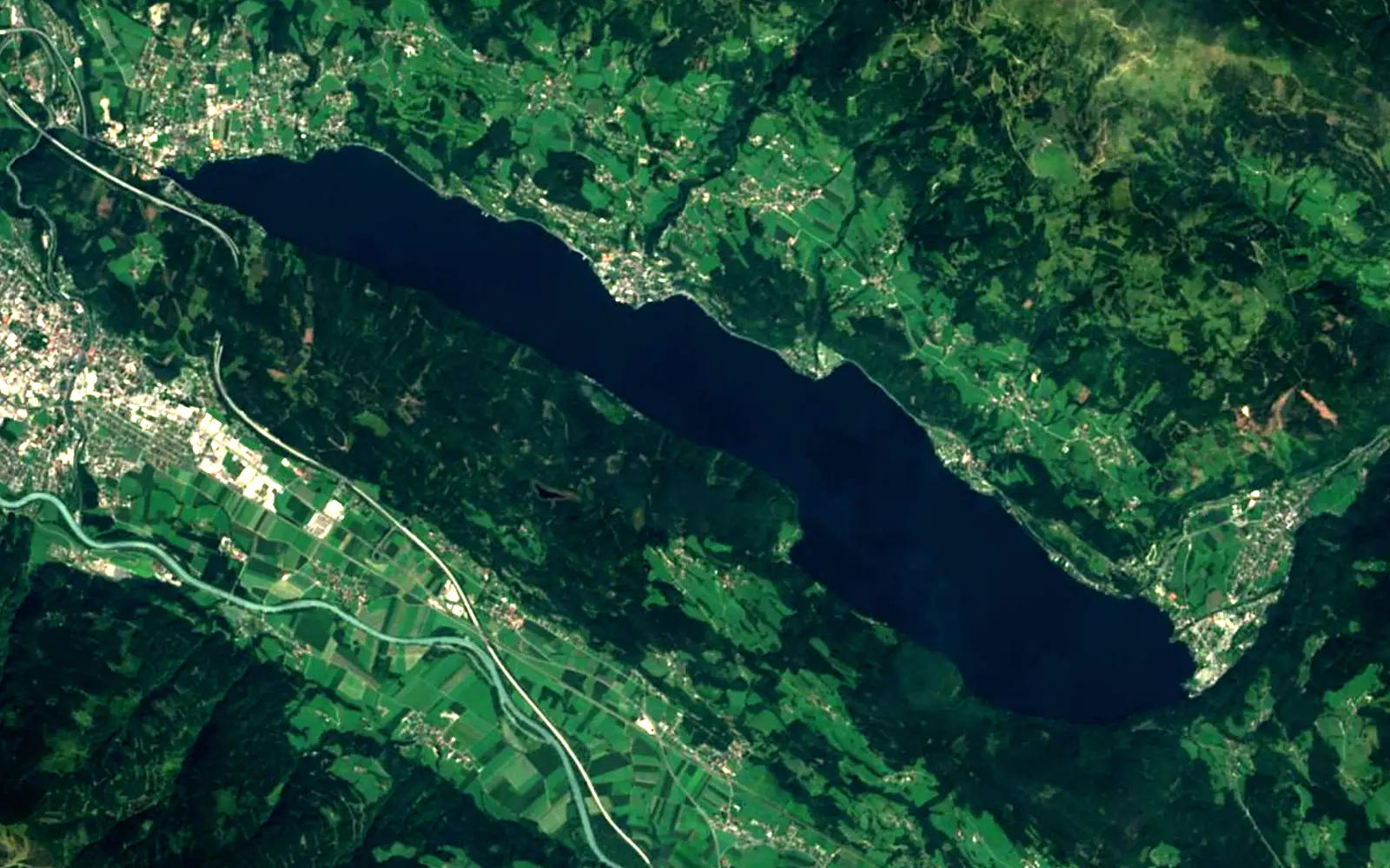 Millstätter See seen from space (Sentinel-2)