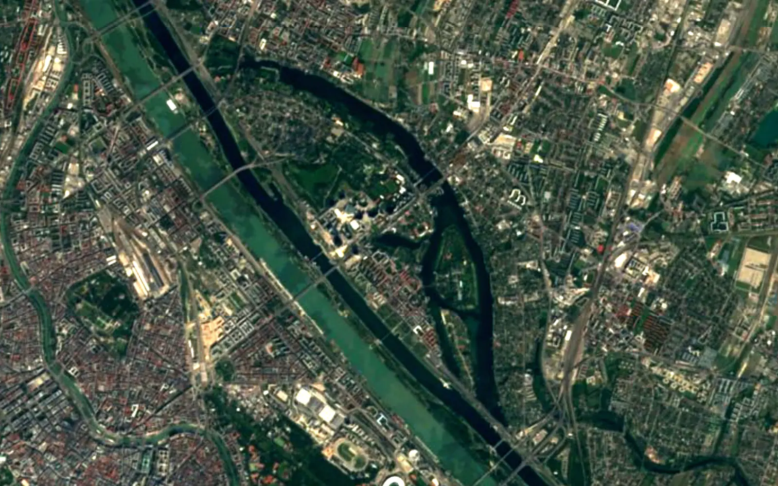 Old Danube seen from space (Sentinel-2)