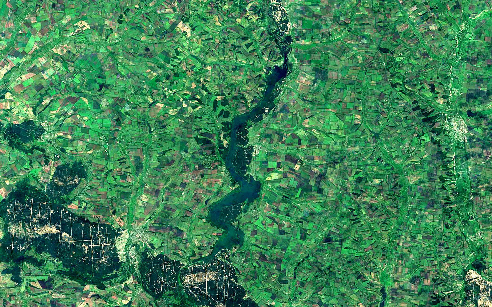 Oskil Reservoir seen from space (Sentinel-2)