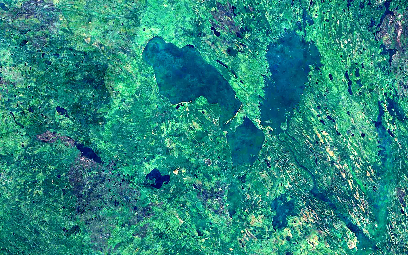 Peter Pond Lake seen from space (Sentinel-2)