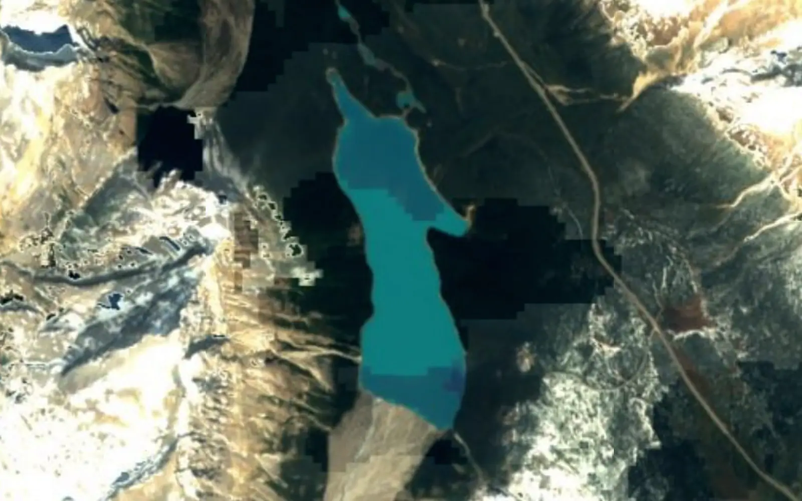 Peyto Lake seen from space (Sentinel-2)