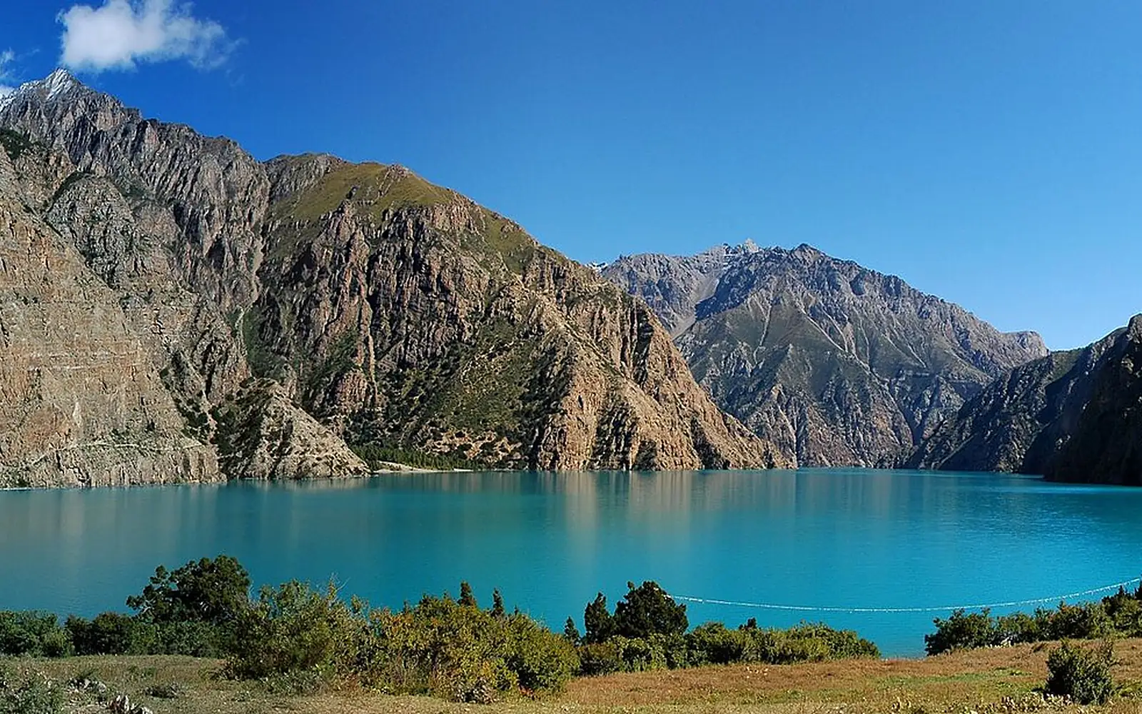 Panorama phoksumdo lake from camp