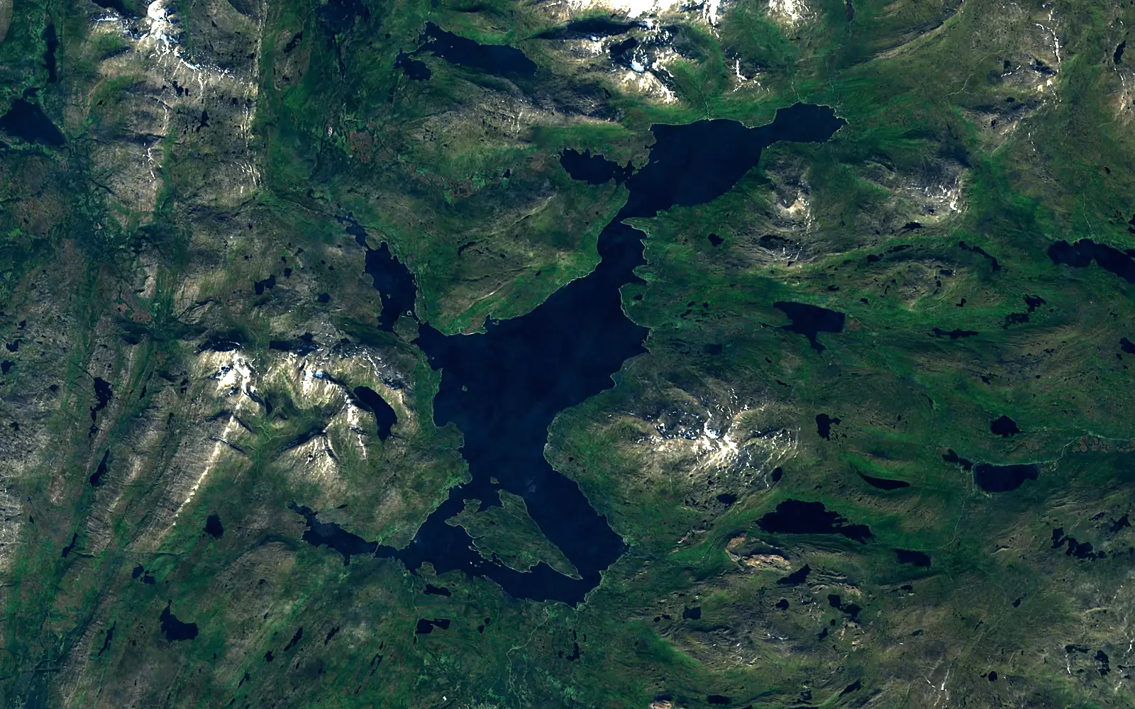 Røssvatnet seen from space (Sentinel-2)
