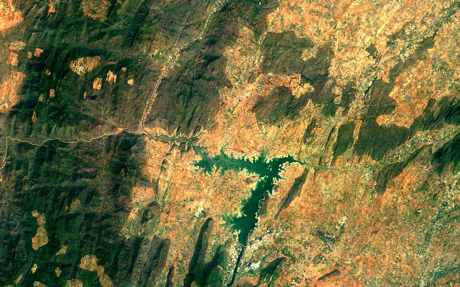 Stanley Reservoir seen from space (Sentinel-2)