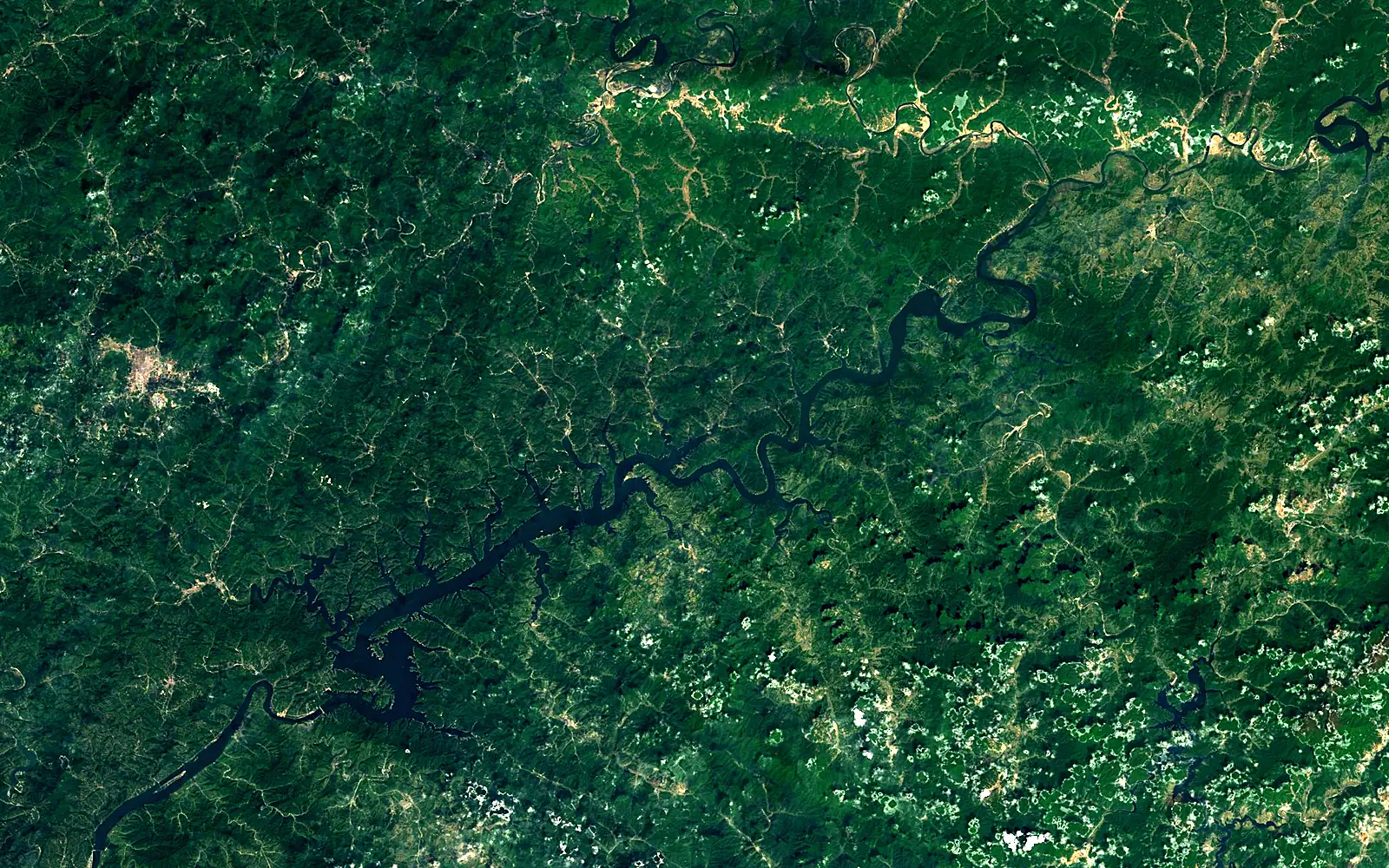 Supung Lake seen from space (Sentinel-2)