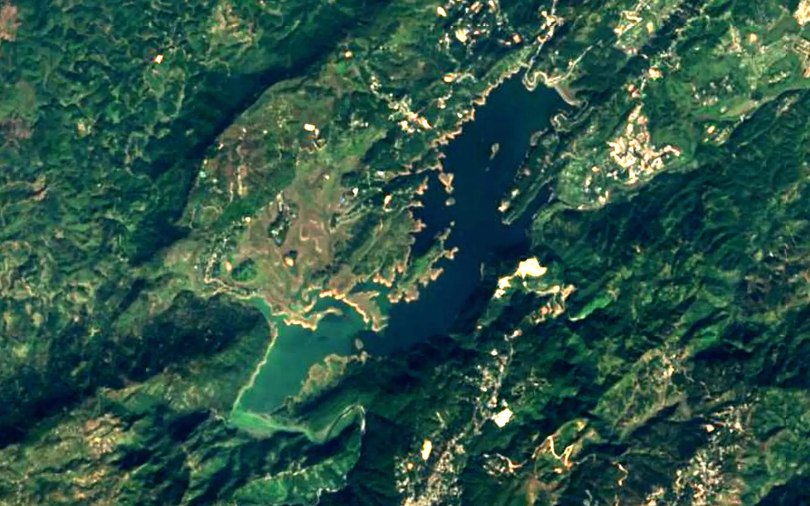 Umiam Lake seen from space (Sentinel-2)