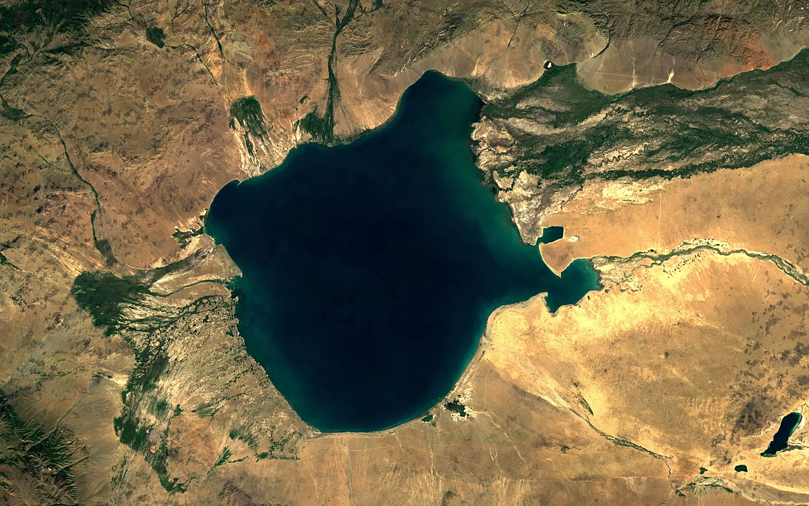 Uvs Lake seen from space (Sentinel-2)