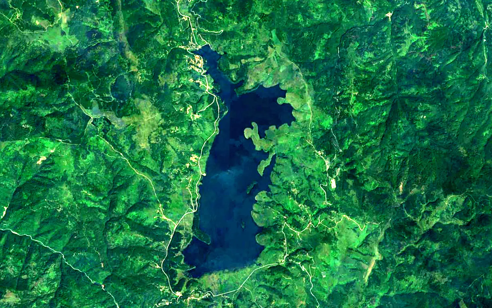 Vlasina Lake seen from space (Sentinel-2)
