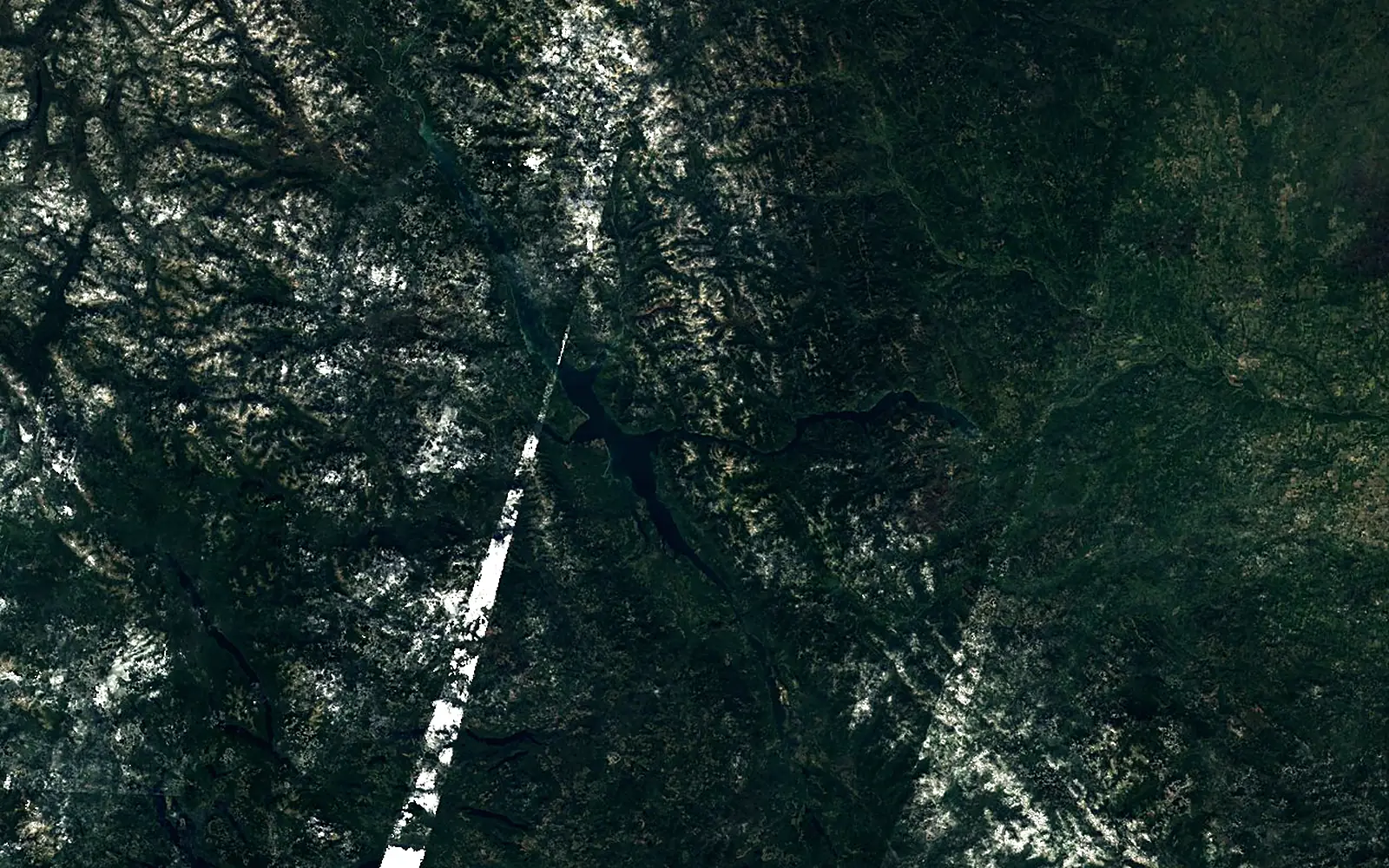 Williston Lake seen from space (Sentinel-2)
