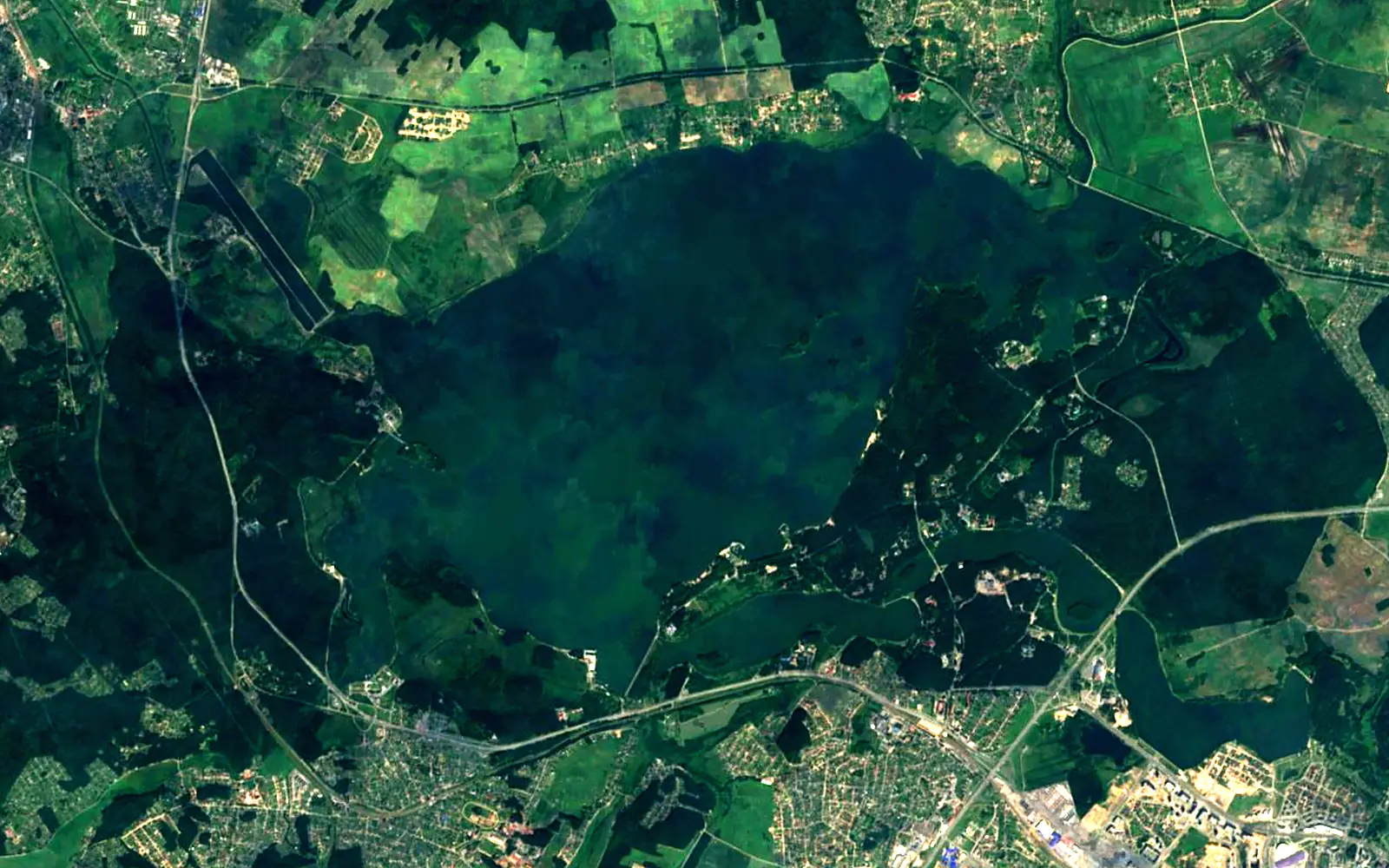 Zaslawye Reservoir seen from space (Sentinel-2)