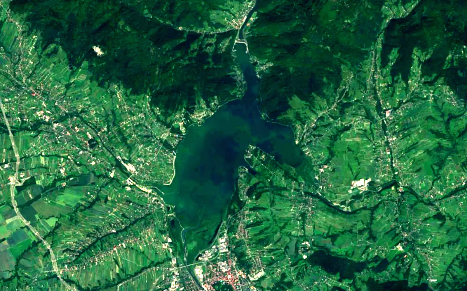 Żywiec Lake seen from space (Sentinel-2)